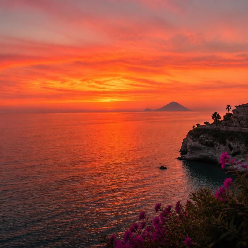 Tramonto sul mar Tirreno